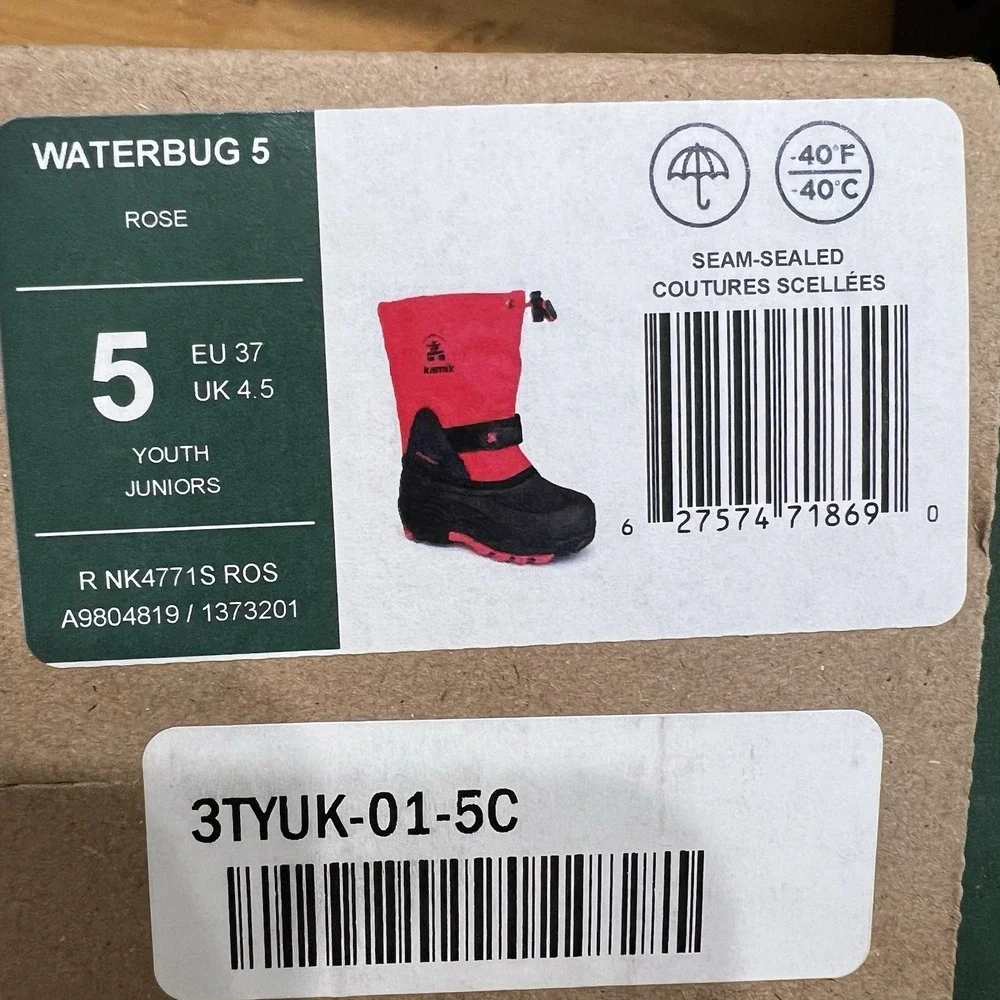 Kamik Kid's Waterbug‎ 5 Insulated Winter Boots Rose Pink New